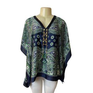 Michael Women's Blue Paisley Blouse Sz S/M - NWT